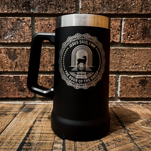 24oz Stein - I AM: The Door of the Sheep - 24oz Stein - The Reformed Sage - #reformed# - #reformed_gifts# - #christian_gifts#