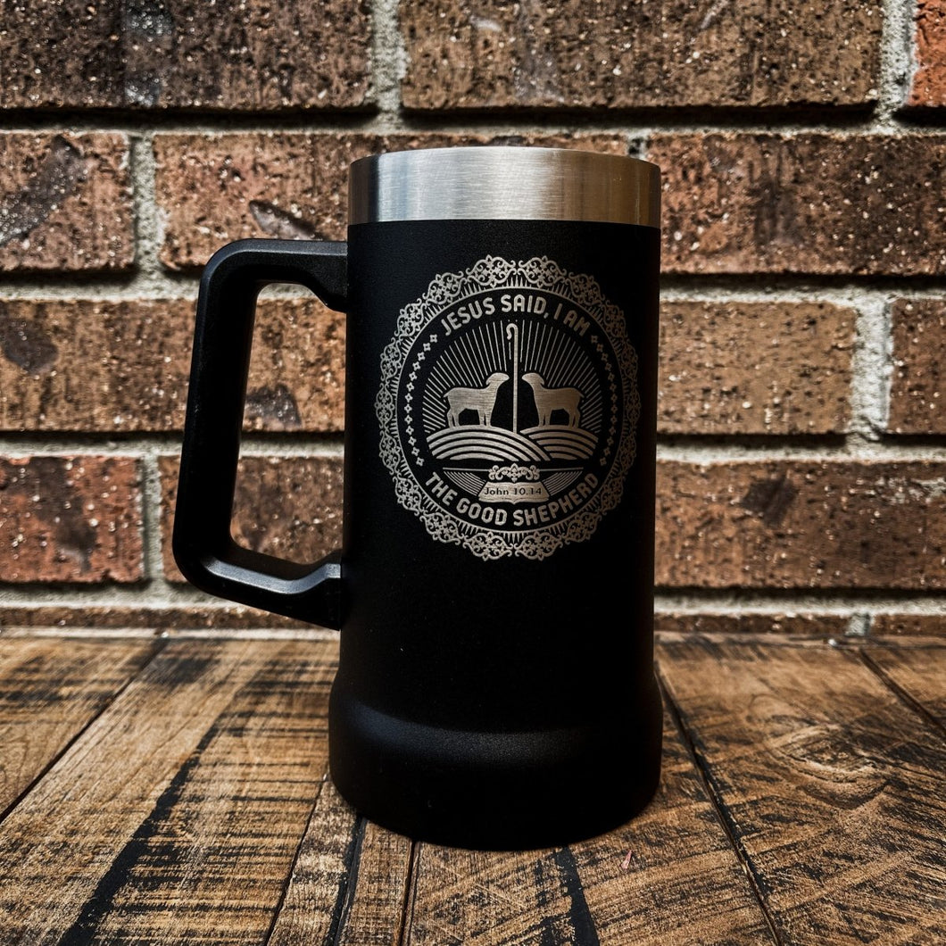 24oz Stein - I AM: The Good Shepherd - 24oz Stein - The Reformed Sage - #reformed# - #reformed_gifts# - #christian_gifts#