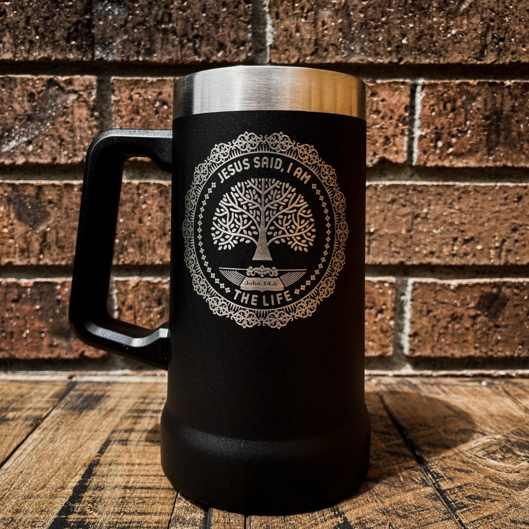24oz Stein - I AM: The Life - 24oz Stein - The Reformed Sage - #reformed# - #reformed_gifts# - #christian_gifts#