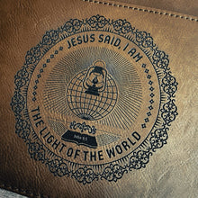 Load image into Gallery viewer, Bible Cover - I AM: The Light of the World - Bible Cover - The Reformed Sage - #reformed# - #reformed_gifts# - #christian_gifts#
