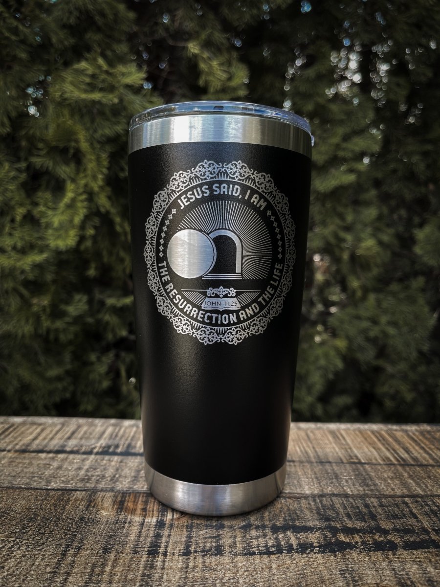 20oz tumbler - I AM: The Resurrection and the Life - 20oz - The Reformed Sage - #reformed# - #reformed_gifts# - #christian_gifts#