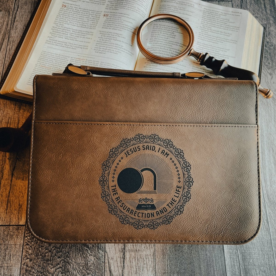 Bible Cover - I AM: The Resurrection and the Life - Bible Cover - The Reformed Sage - #reformed# - #reformed_gifts# - #christian_gifts#