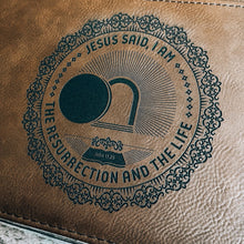 Load image into Gallery viewer, Bible Cover - I AM: The Resurrection and the Life - Bible Cover - The Reformed Sage - #reformed# - #reformed_gifts# - #christian_gifts#
