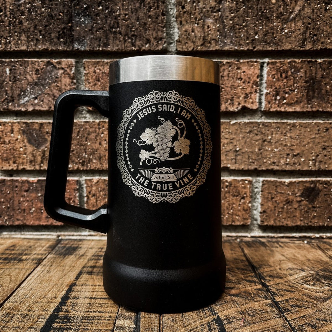 24oz Stein - I AM: The Vine - 24oz Stein - The Reformed Sage - #reformed# - #reformed_gifts# - #christian_gifts#