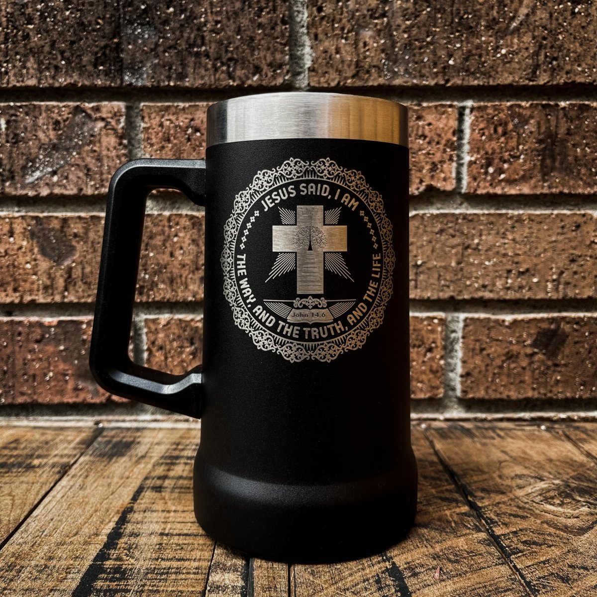 24oz Stein - I AM: The Way, and The Truth, and The Life - 24oz Stein - The Reformed Sage - #reformed# - #reformed_gifts# - #christian_gifts#