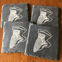 Load image into Gallery viewer, Slate Coaster - John Calvin - Slate Coaster - The Reformed Sage - #reformed# - #reformed_gifts# - #christian_gifts#
