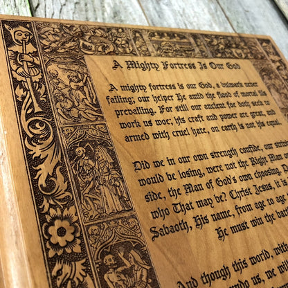 Engravedwood - Mighty Fortress - Engraved Wood Art - The Reformed Sage - #reformed# - #reformed_gifts# - #christian_gifts#