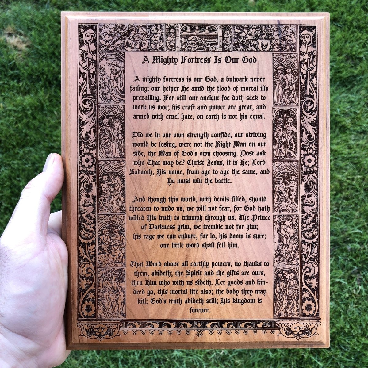 Engravedwood - Mighty Fortress - Engraved Wood Art - The Reformed Sage - #reformed# - #reformed_gifts# - #christian_gifts#