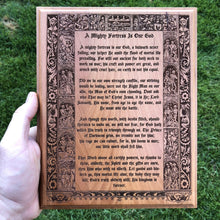 Load image into Gallery viewer, Engravedwood - Mighty Fortress - Engraved Wood Art - The Reformed Sage - #reformed# - #reformed_gifts# - #christian_gifts#
