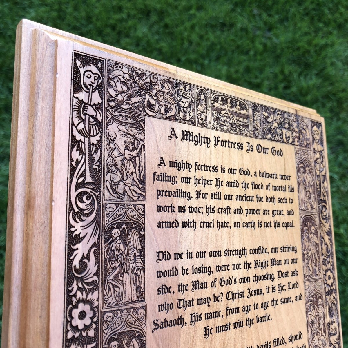 Engravedwood - Mighty Fortress - Engraved Wood Art - The Reformed Sage - #reformed# - #reformed_gifts# - #christian_gifts#