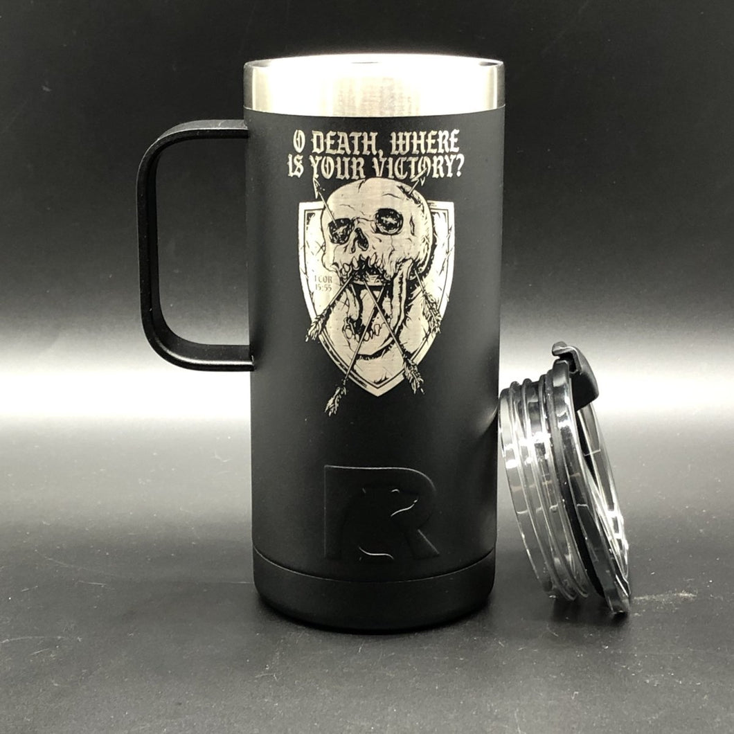 16oz tumbler - O DEATH - 16oz - The Reformed Sage - #reformed# - #reformed_gifts# - #christian_gifts#