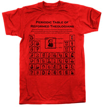 Load image into Gallery viewer, Shirt - Periodic Table of Reformed Theologians - Tee RETIRED - The Reformed Sage - #reformed# - #reformed_gifts# - #christian_gifts#
