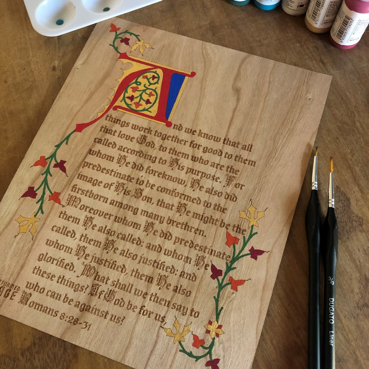 Illuminated Manuscript - Romans 8 - Illuminated Manuscript - The Reformed Sage - #reformed# - #reformed_gifts# - #christian_gifts#