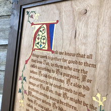 Load image into Gallery viewer, Illuminated Manuscript - Romans 8 - Illuminated Manuscript - The Reformed Sage - #reformed# - #reformed_gifts# - #christian_gifts#
