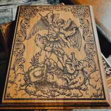 Load image into Gallery viewer, Engravedwood - Satan Cast Out - Engraved Wood Art - The Reformed Sage - #reformed# - #reformed_gifts# - #christian_gifts#
