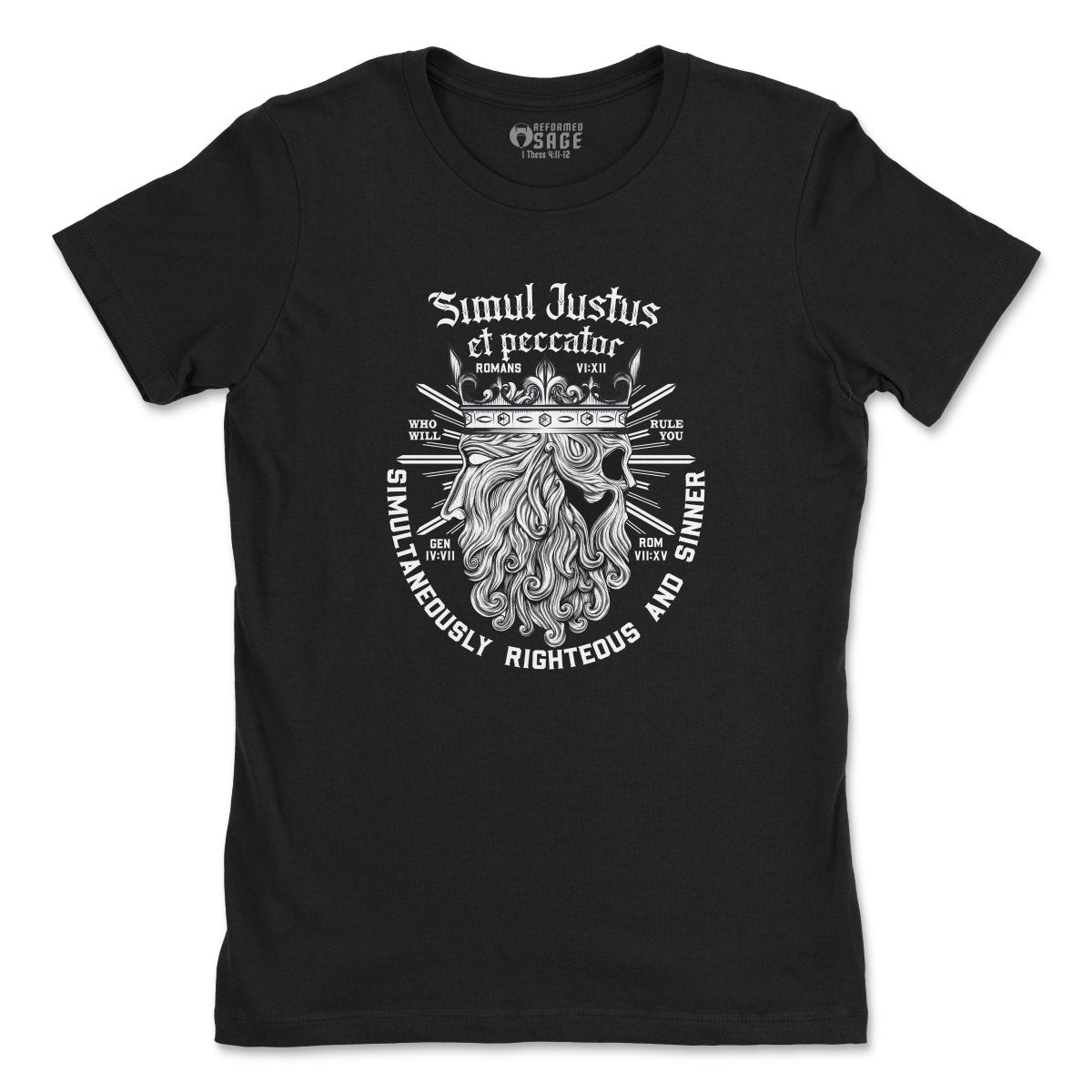 - Simul Justus - Womens Tee - The Reformed Sage - #reformed# - #reformed_gifts# - #christian_gifts#