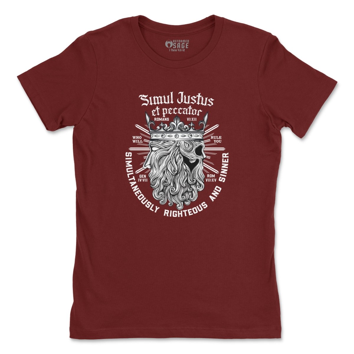 - Simul Justus - Womens Tee - The Reformed Sage - #reformed# - #reformed_gifts# - #christian_gifts#