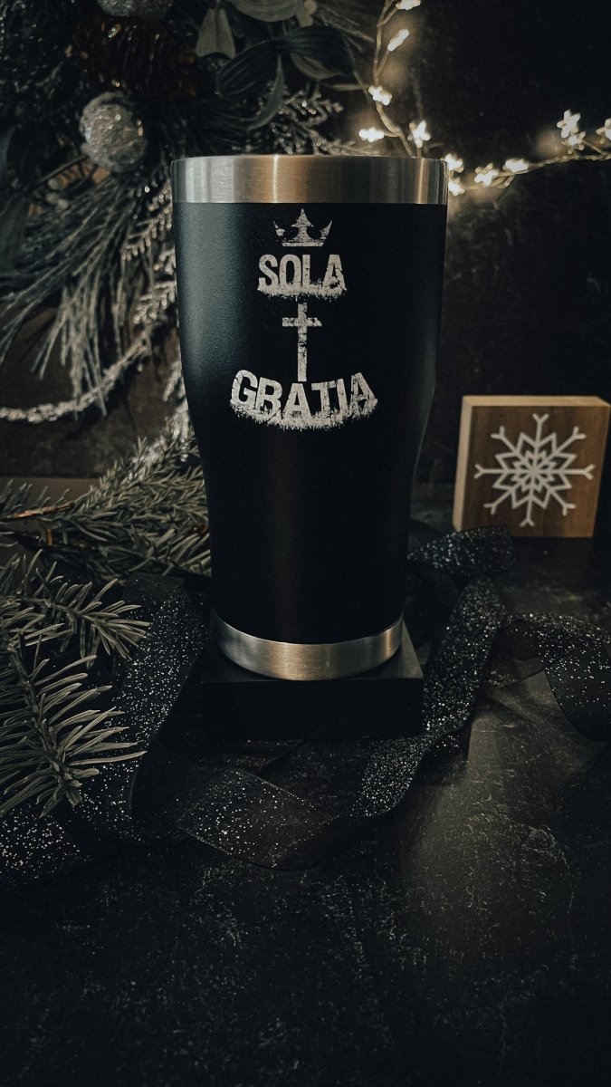 20oz tumbler color - Sola Gratia Grunge - 20oz UV - The Reformed Sage - #reformed# - #reformed_gifts# - #christian_gifts#