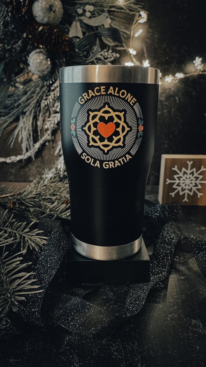 20oz tumbler color - Sola Gratia Seal - 20oz UV - The Reformed Sage - #reformed# - #reformed_gifts# - #christian_gifts#