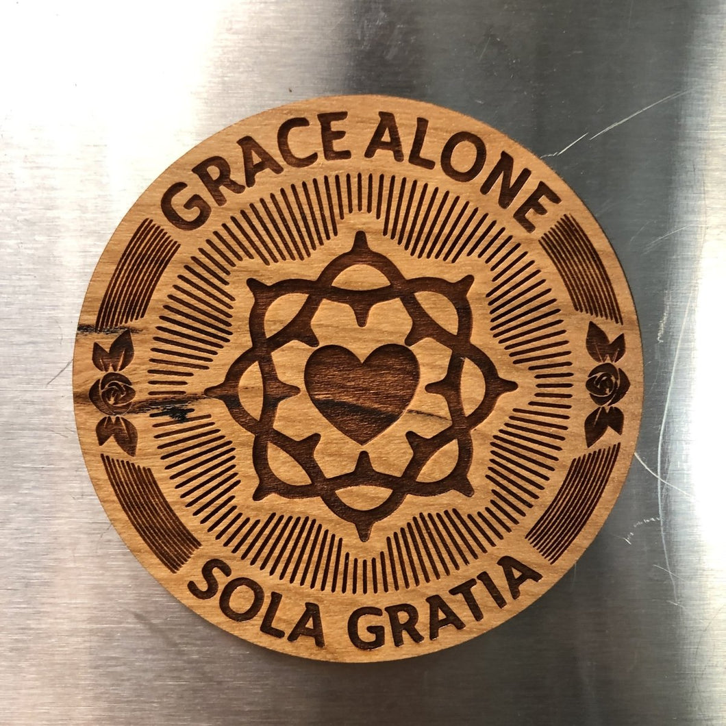 Magnet - Sola Gratia Seal - Wood Magnet - The Reformed Sage - #reformed# - #reformed_gifts# - #christian_gifts#