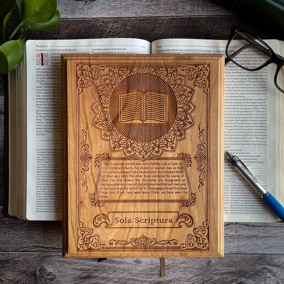 Engravedwood - Sola Scriptura - Engraved Wood Art - The Reformed Sage - #reformed# - #reformed_gifts# - #christian_gifts#