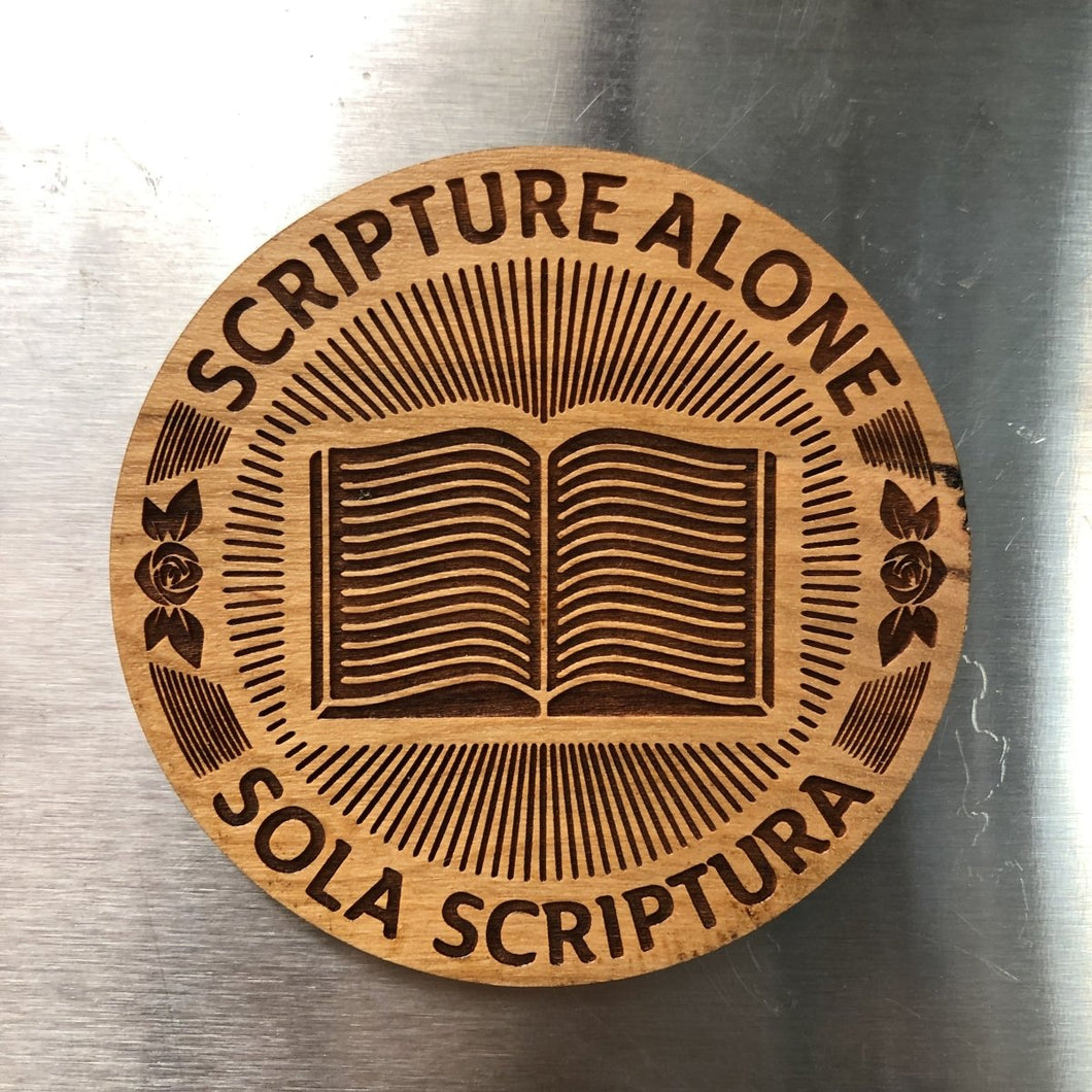 Magnet - Sola Scriptura Seal - Wood Magnet - The Reformed Sage - #reformed# - #reformed_gifts# - #christian_gifts#