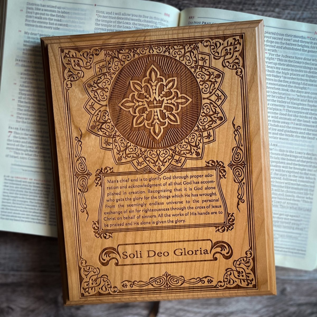 Engravedwood - Soli Deo Gloria - Engraved Wood Art - The Reformed Sage - #reformed# - #reformed_gifts# - #christian_gifts#