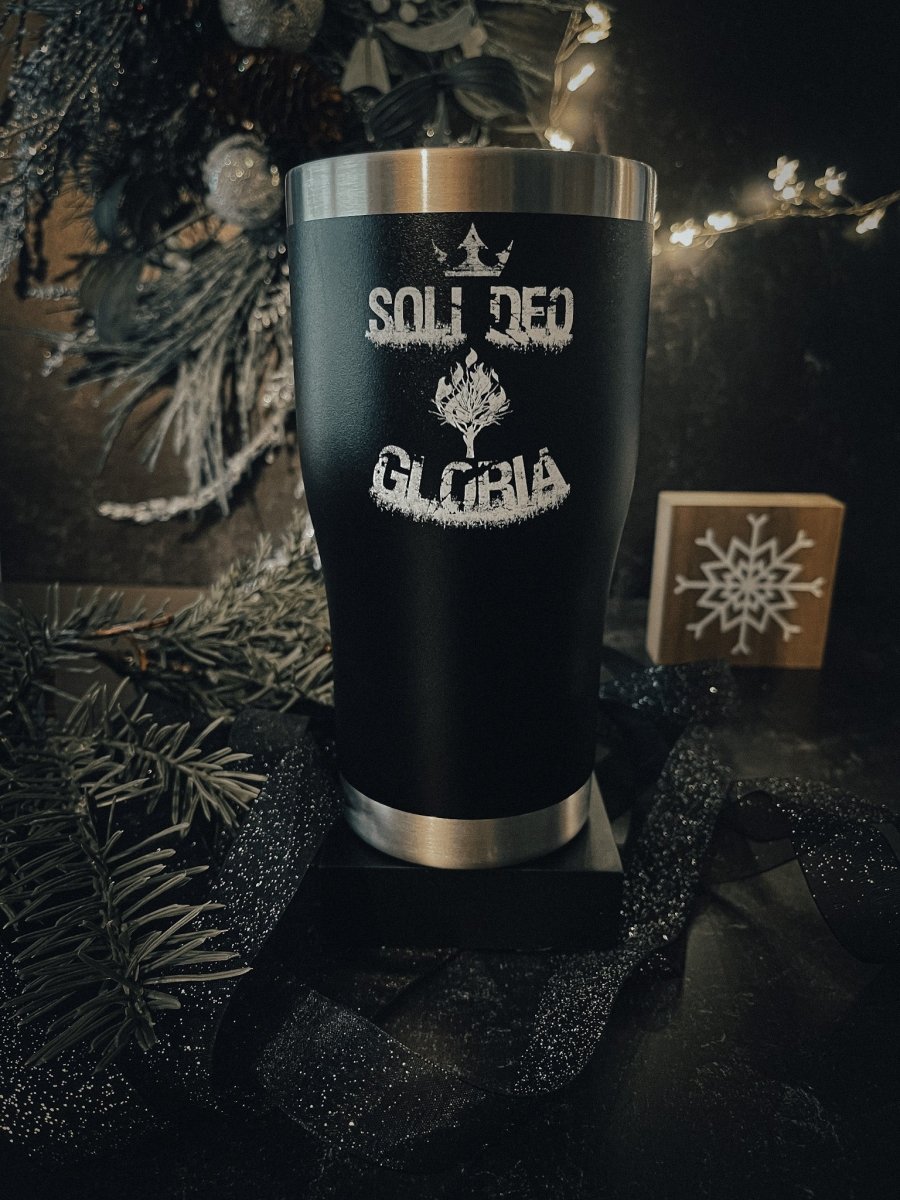 20oz tumbler color - Soli Deo Gloria Grunge - 20oz UV - The Reformed Sage - #reformed# - #reformed_gifts# - #christian_gifts#