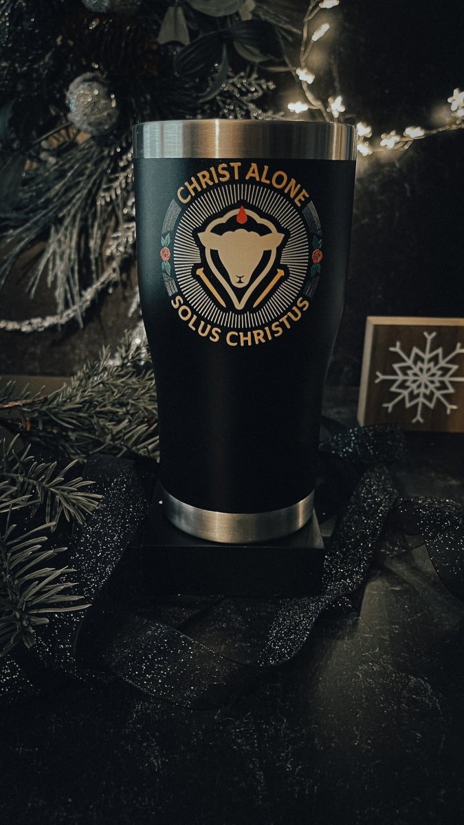 20oz tumbler color - Solus Christus Seal - 20oz UV - The Reformed Sage - #reformed# - #reformed_gifts# - #christian_gifts#