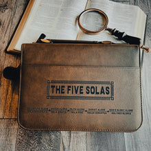Load image into Gallery viewer, Bible Cover - The Five Solas - Bible Cover - The Reformed Sage - #reformed# - #reformed_gifts# - #christian_gifts#
