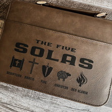 Load image into Gallery viewer, Bible Cover - The Five Solas v2 - Bible Cover - The Reformed Sage - #reformed# - #reformed_gifts# - #christian_gifts#
