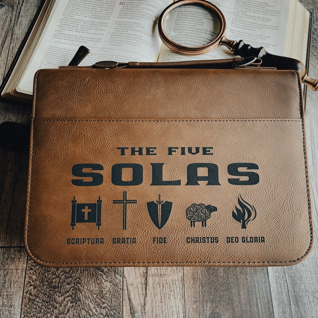 Bible Cover - The Five Solas v2 - Bible Cover - The Reformed Sage - #reformed# - #reformed_gifts# - #christian_gifts#