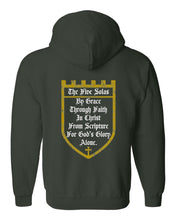 Load image into Gallery viewer, Zip up hoodie - The Five Solas - Zip Hoodie - The Reformed Sage - #reformed# - #reformed_gifts# - #christian_gifts#
