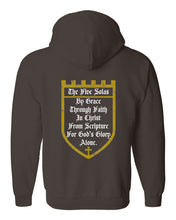 Load image into Gallery viewer, Zip up hoodie - The Five Solas - Zip Hoodie - The Reformed Sage - #reformed# - #reformed_gifts# - #christian_gifts#
