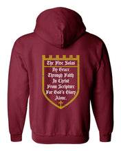 Load image into Gallery viewer, Zip up hoodie - The Five Solas - Zip Hoodie - The Reformed Sage - #reformed# - #reformed_gifts# - #christian_gifts#
