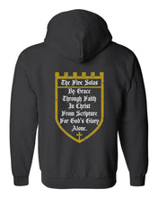 Load image into Gallery viewer, Zip up hoodie - The Five Solas - Zip Hoodie - The Reformed Sage - #reformed# - #reformed_gifts# - #christian_gifts#
