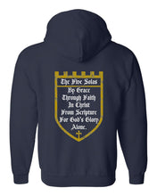 Load image into Gallery viewer, Zip up hoodie - The Five Solas - Zip Hoodie - The Reformed Sage - #reformed# - #reformed_gifts# - #christian_gifts#
