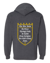 Load image into Gallery viewer, Zip up hoodie - The Five Solas - Zip Hoodie - The Reformed Sage - #reformed# - #reformed_gifts# - #christian_gifts#
